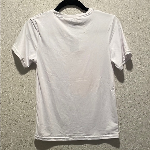 White Graphic T-Shirt with Red and Black Design - Picture 3 of 5